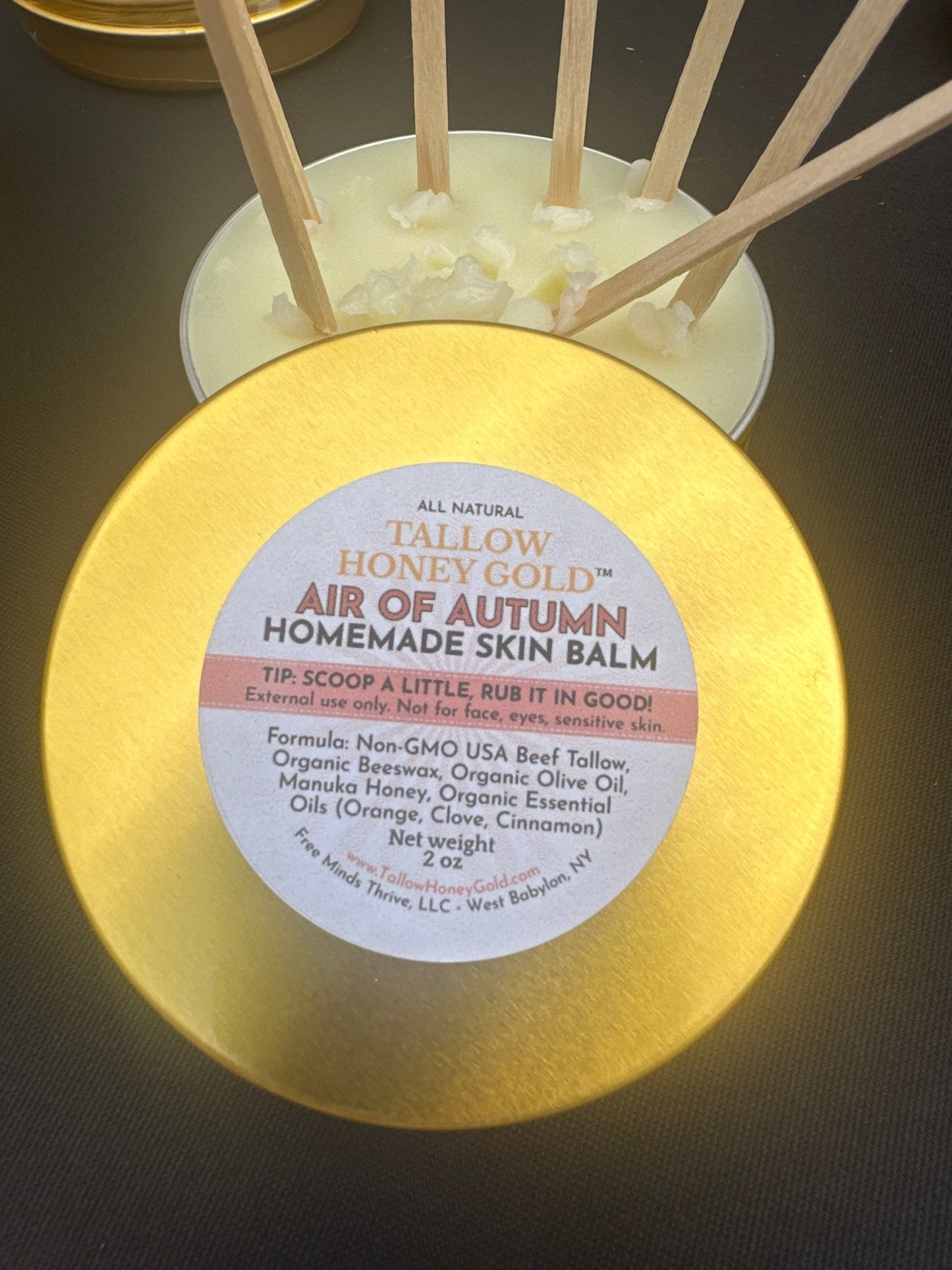 Autumn / Seasonal Spices Skin Balm 2 oz. (Tallow Honey Gold) - Tallow Honey Gold (by Free Minds Thrive)