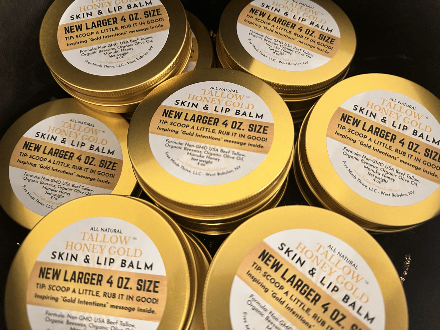 *BIGGER 4 oz.* Skin & Lip Balm - Unscented (Tallow Honey Gold) - Tallow Honey Gold (by Free Minds Thrive)