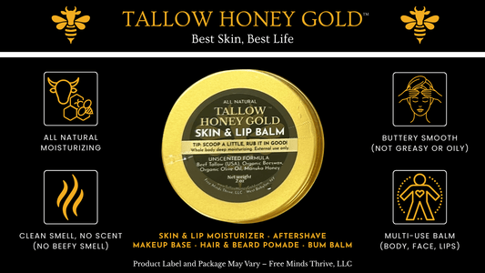 Original Unscented Tallow Balm (Skin & Lip) *Various Sizes* - Tallow Honey Gold (Free Minds Thrive, LLC)
