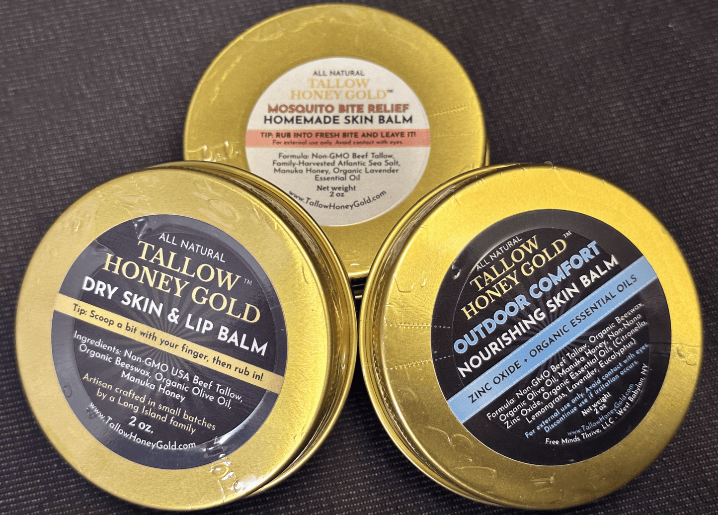 WARM WEATHER BUNDLE - 3 Different 2 oz. Skin Balms (Tallow Honey Gold) - Tallow Honey Gold (by Free Minds Thrive)