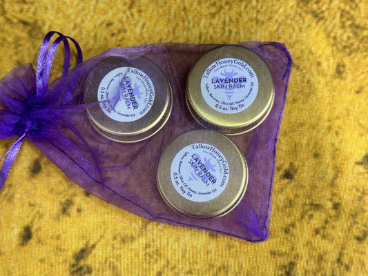 *3 - Pack* "Tiny Tin" Lavender Skin Balm - 0.5 oz. each (Tallow Honey Gold) - Tallow Honey Gold (Free Minds Thrive, LLC)
