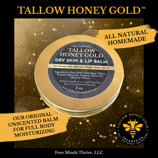 Unscented Skin & Lip Balm 2 oz. (Tallow Honey Gold)