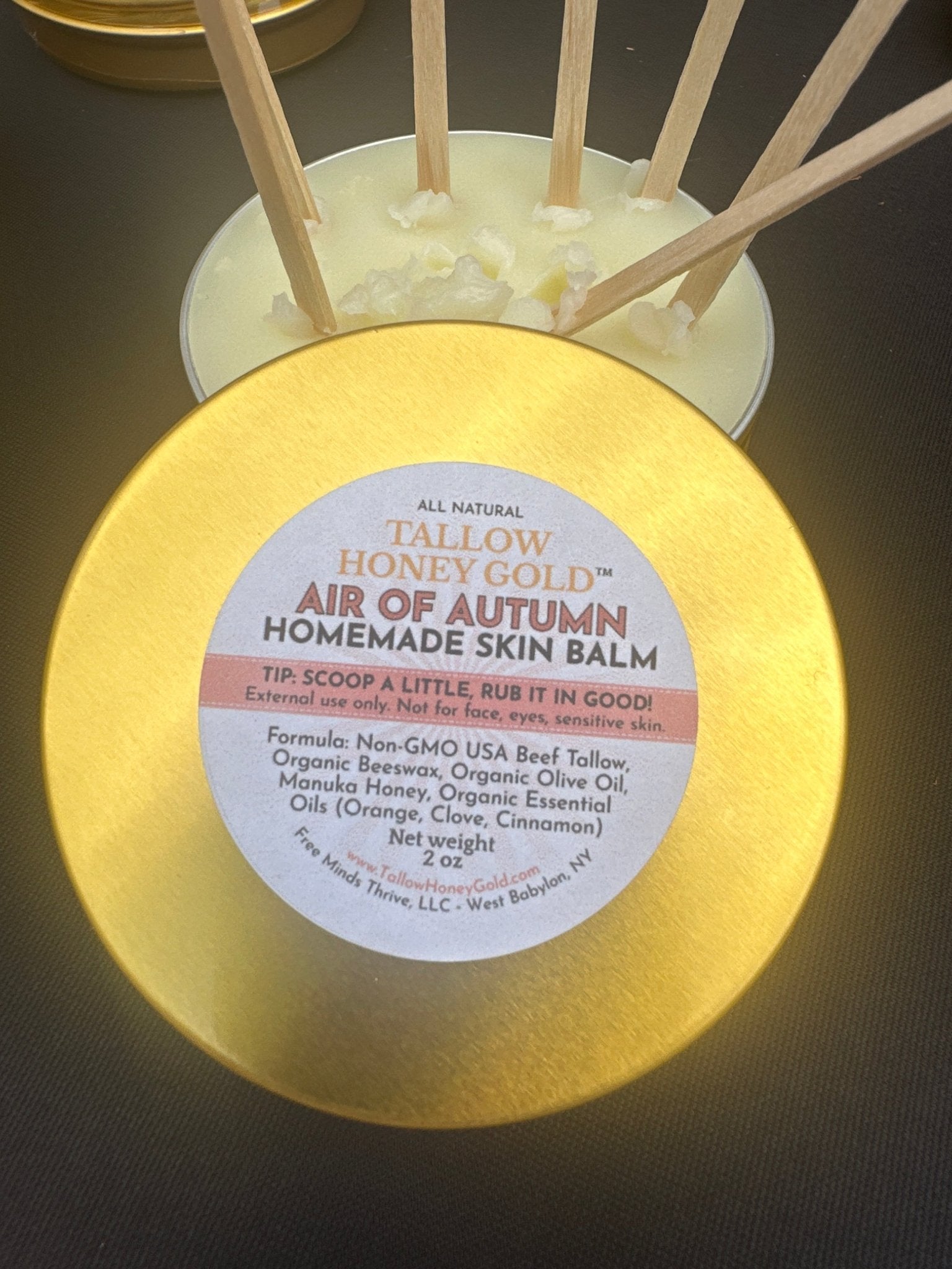 Autumn / Seasonal Spices Skin Balm 2 oz. (Tallow Honey Gold) - Tallow Honey Gold (by Free Minds Thrive)