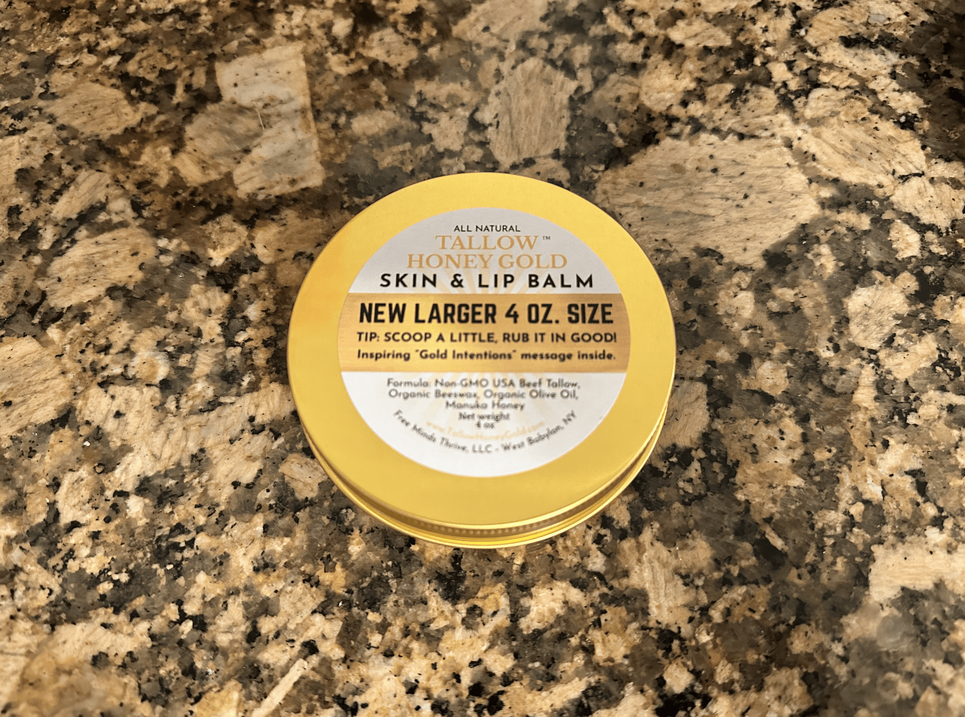 *BIGGER 4 oz.* Skin & Lip Balm - Unscented (Tallow Honey Gold) - Tallow Honey Gold (by Free Minds Thrive)