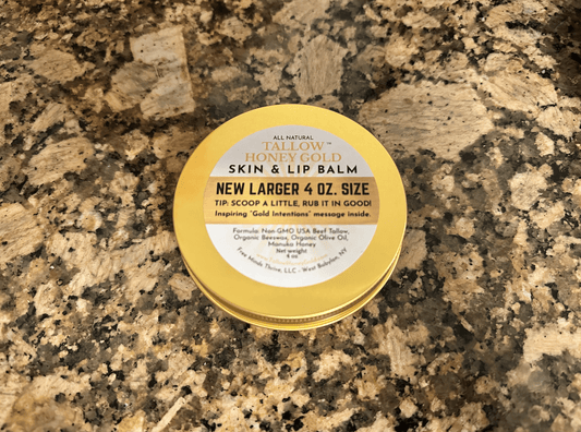 *BIGGER 4 oz.* Skin & Lip Balm - Unscented (Tallow Honey Gold) - Tallow Honey Gold (by Free Minds Thrive)