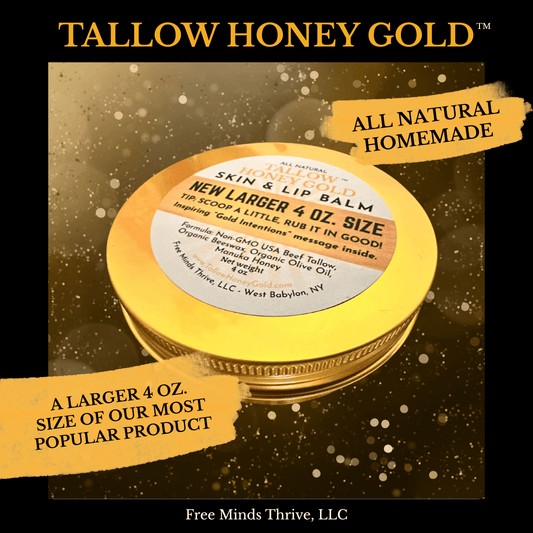 *BIGGER 4 oz.* Skin & Lip Balm - Unscented (Tallow Honey Gold) - Tallow Honey Gold (by Free Minds Thrive)