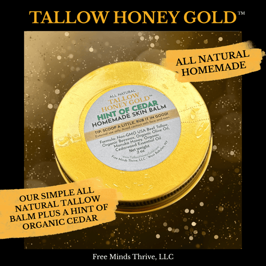 Cedar Skin Balm 2 oz. (Tallow Honey Gold) - Tallow Honey Gold (by Free Minds Thrive)