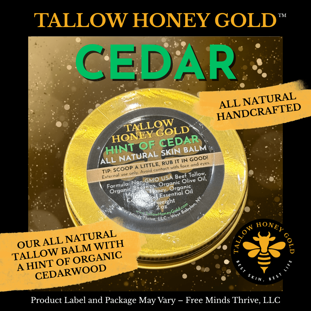 Cedar Tallow Skin Balm 2 oz. - Tallow Honey Gold (Free Minds Thrive, LLC)