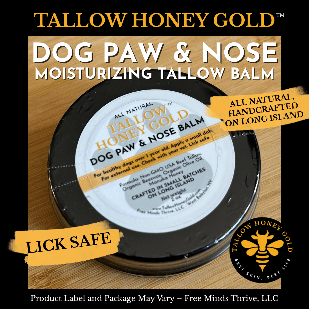 Natural Dog Balm (Tallow Moisturizer for Paws and Nose) 2 oz. - Tallow Honey Gold (Free Minds Thrive, LLC)