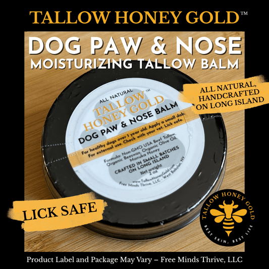 Natural Dog Balm (Tallow Moisturizer for Paws and Nose) 2 oz. - Tallow Honey Gold (Free Minds Thrive, LLC)