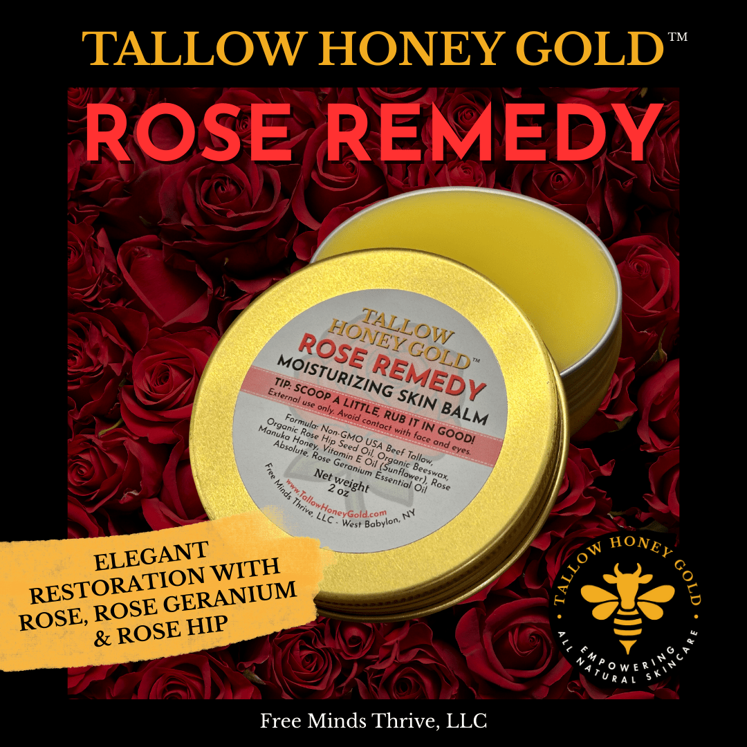 *NEW* Rose Remedy Skin Balm 2 oz. (Tallow Honey Gold) - Tallow Honey Gold (Free Minds Thrive, LLC)