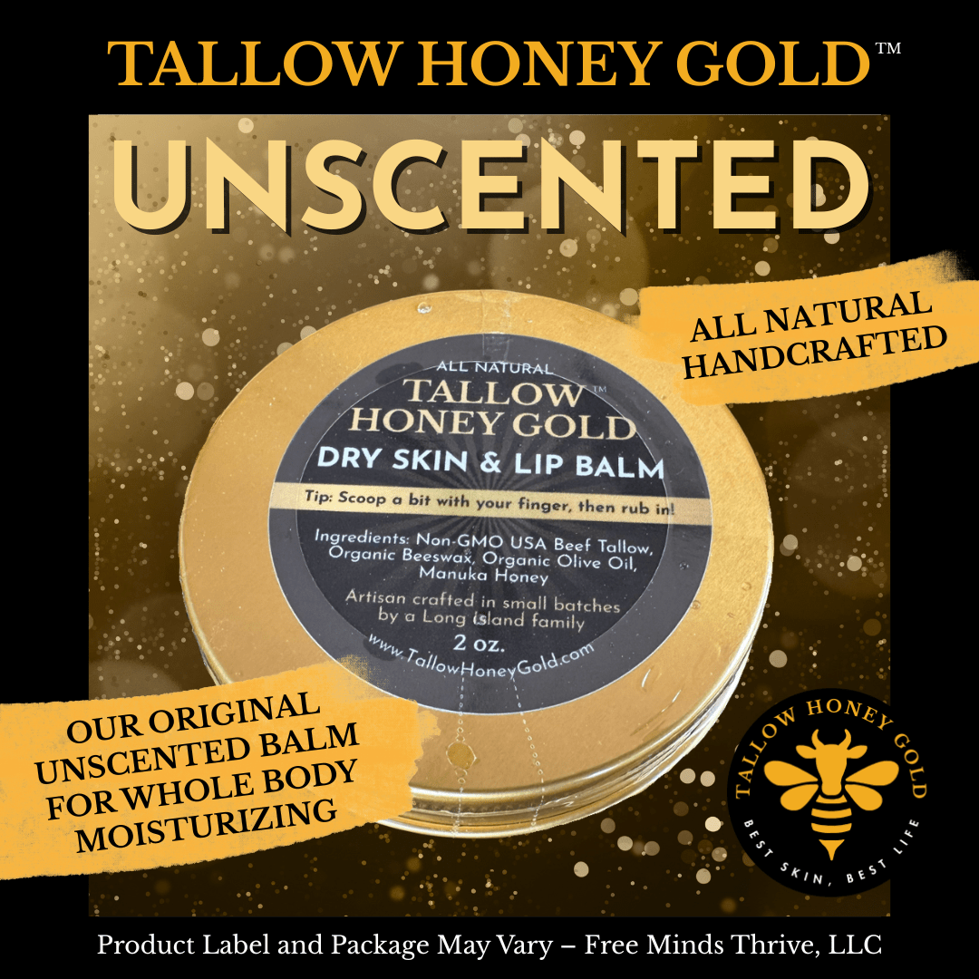 Original Unscented Tallow Balm (Skin & Lip) *Various Sizes* - Tallow Honey Gold (Free Minds Thrive, LLC)