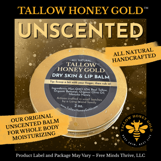 Original Unscented Tallow Balm (Skin & Lip) *Various Sizes* - Tallow Honey Gold (Free Minds Thrive, LLC)