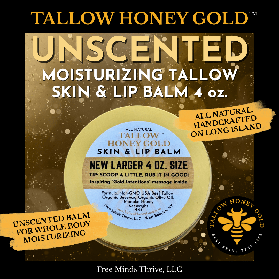 Original Unscented Tallow Balm (Skin & Lip) *Various Sizes* - Tallow Honey Gold (Free Minds Thrive, LLC)