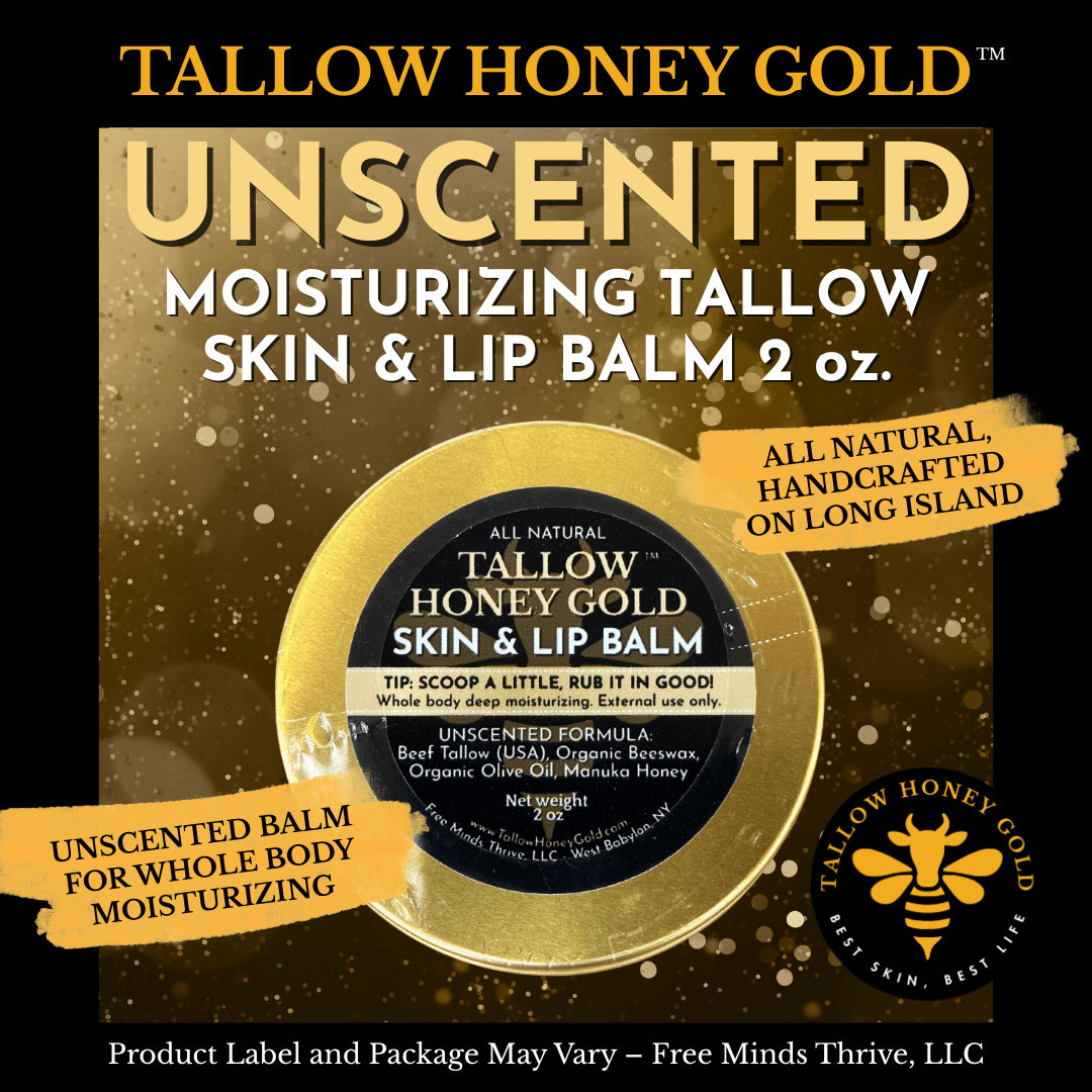 Original Unscented Tallow Balm (Skin & Lip) *Various Sizes* - Tallow Honey Gold (Free Minds Thrive, LLC)