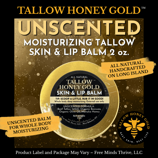 Original Unscented Tallow Balm (Skin & Lip) *Various Sizes* - Tallow Honey Gold (Free Minds Thrive, LLC)