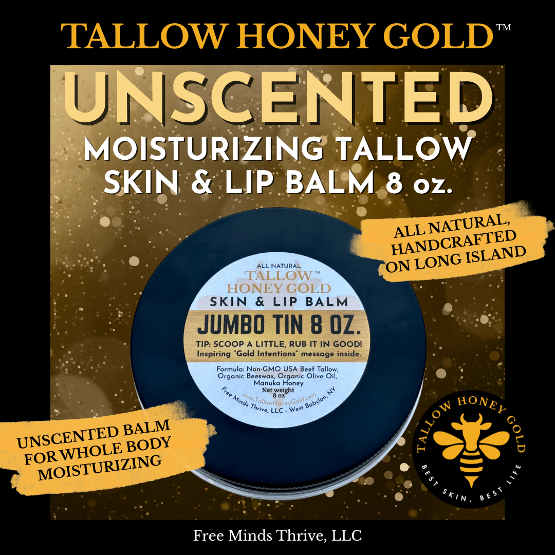 Original Unscented Tallow Balm (Skin & Lip) *Various Sizes* - Tallow Honey Gold (Free Minds Thrive, LLC)