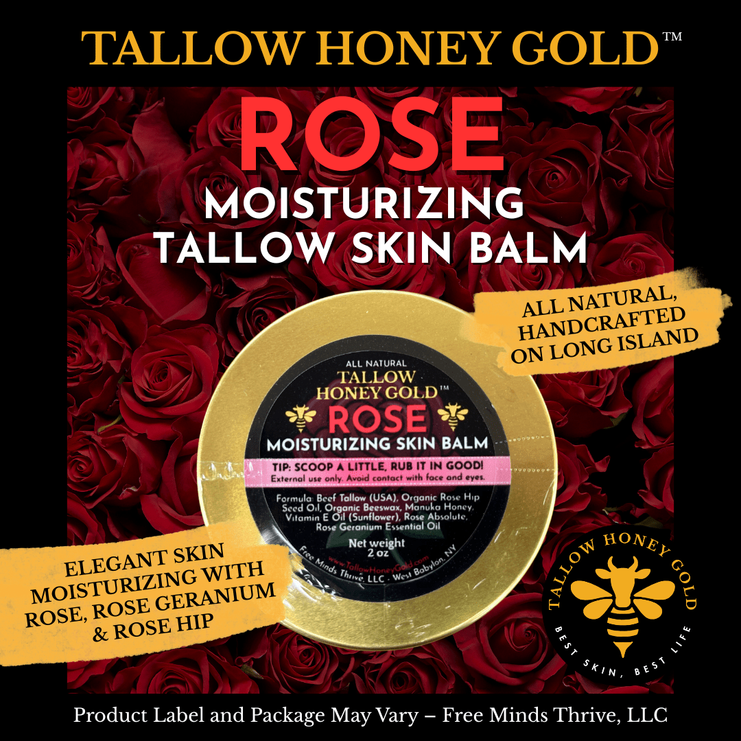 Rose Tallow Skin Balm 2 oz. - Tallow Honey Gold (Free Minds Thrive, LLC)