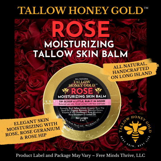 Rose Tallow Skin Balm 2 oz. - Tallow Honey Gold (Free Minds Thrive, LLC)