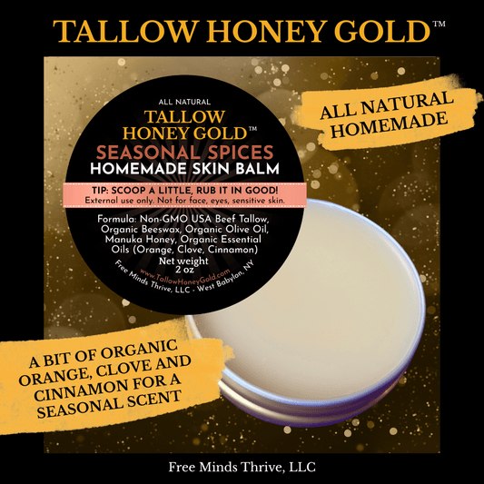 Seasonal Spices Skin Balm 2 oz. (Tallow Honey Gold) - Tallow Honey Gold (by Free Minds Thrive)