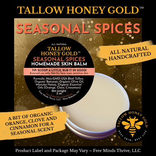 Seasonal Spices Tallow Skin Balm 2 oz. - Tallow Honey Gold (Free Minds Thrive, LLC)