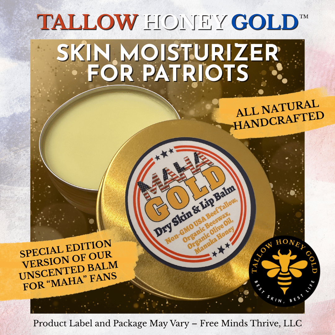*SPECIAL EDITION* "MAHA Gold" Tallow Skin & Lip Balm 2 oz. - Tallow Honey Gold (Free Minds Thrive, LLC)