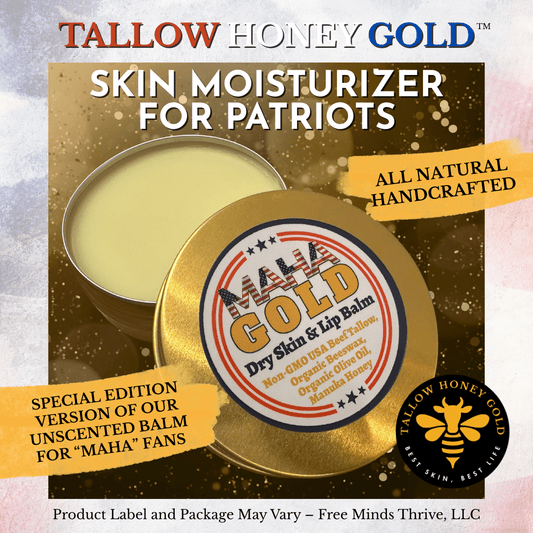 *SPECIAL EDITION* "MAHA Gold" Tallow Skin & Lip Balm 2 oz. - Tallow Honey Gold (Free Minds Thrive, LLC)