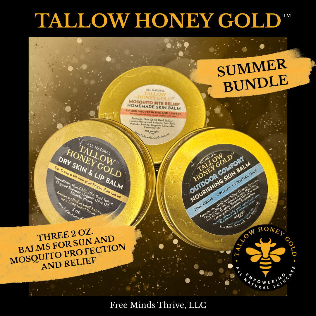 SUMMER BUNDLE - 3 Different 2 oz. Tallow Skin Balms - Tallow Honey Gold (Free Minds Thrive, LLC)
