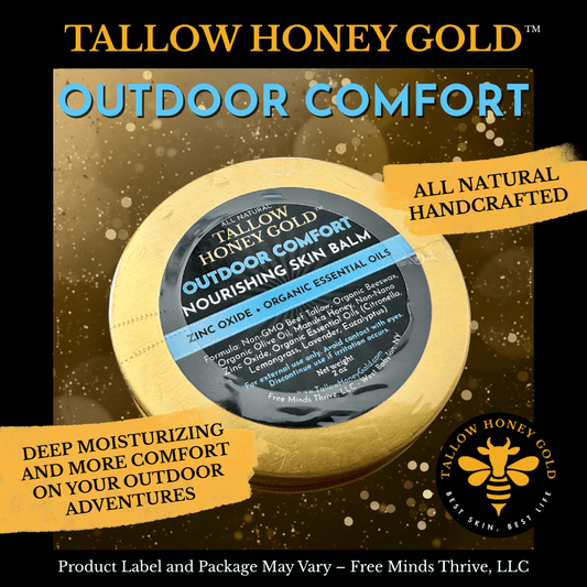 Tallow Outdoor Comfort Skin Balm 2 oz. - Tallow Honey Gold (Free Minds Thrive, LLC)