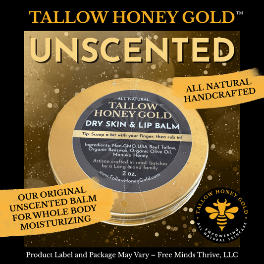 Unscented Tallow Skin & Lip Balm *Various Sizes* (Tallow Honey Gold) - Tallow Honey Gold (Free Minds Thrive, LLC)
