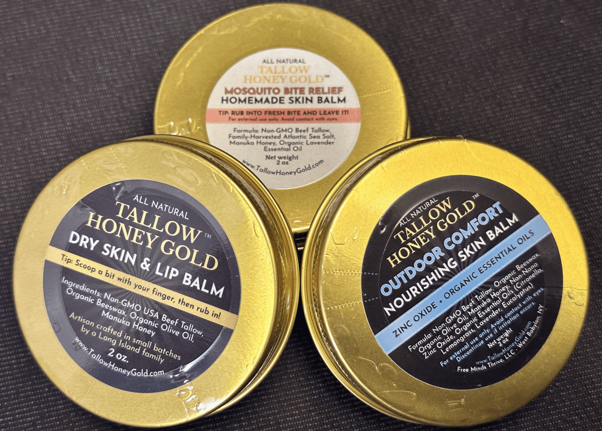 WARM WEATHER BUNDLE - 3 Different 2 oz. Skin Balms (Tallow Honey Gold) - Tallow Honey Gold (by Free Minds Thrive)